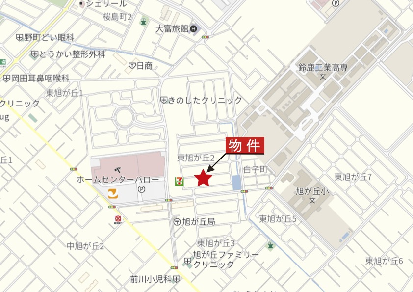 鈴鹿市東旭が丘2丁目の地図|広域Map