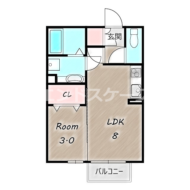 ヴィラフォレスタBの間取り|高崎、前橋エリアのお部屋探しはエンドスケープまで！お客様の理想お聞かせ下さい♪