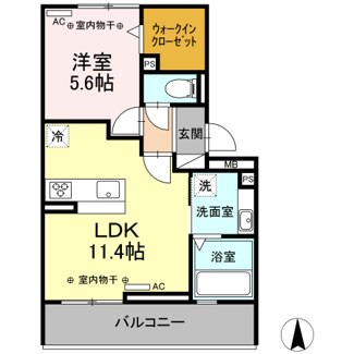 【間取り】 | Ｄ－ｒｏｏｍ新木曽川　Ａ