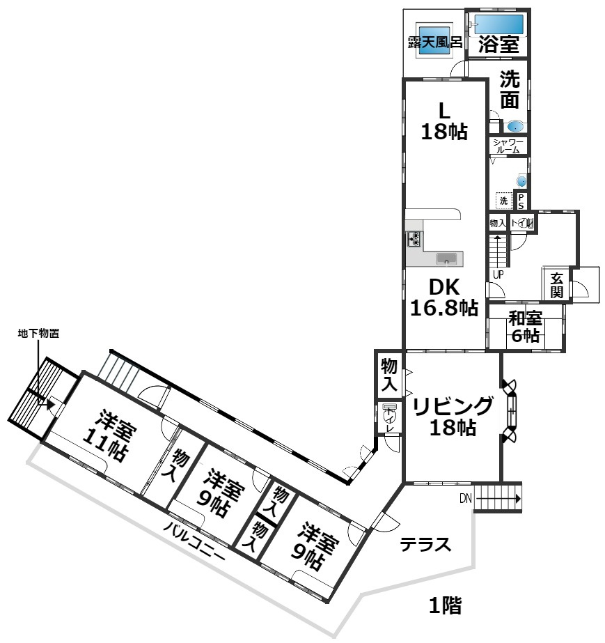 大津市南比良　中古戸建の間取り|1階
