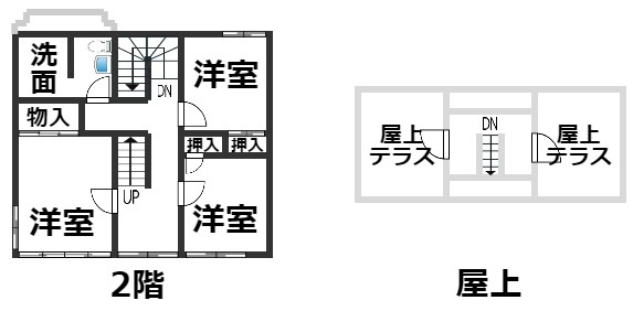 大津市南比良　中古戸建の間取り|2階・屋上