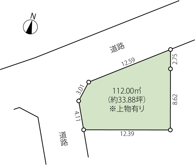 【土地図】 | 川越市砂新田１丁目　全１区画 | 敷地112平米（約33.88坪）