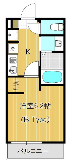【間取り】 | グランレイ西船橋 | バストイレ別1Ｋのお部屋です。