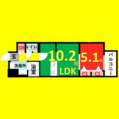 ザ・シンフォニア新栄　名古屋市賃貸　仲介手数料無料の間取り