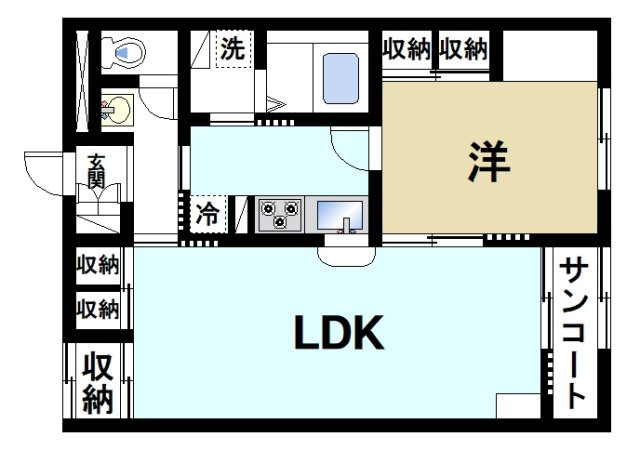 レオパレスヴィラージュＥの間取り|1LDKの間取り