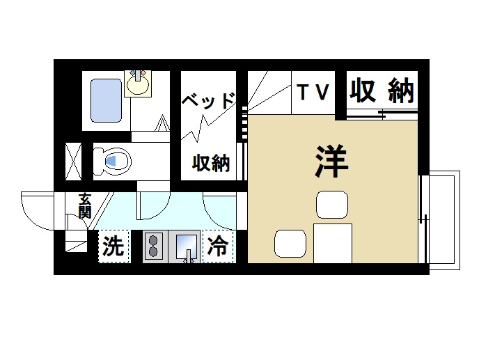 レオパレス城ノ内の間取り|ワンルームの間取りです