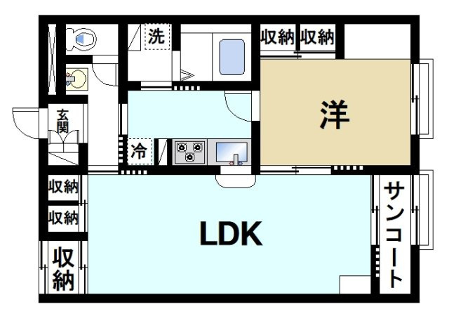 レオパレスヴィラージュＥの間取り|1LDKの間取り