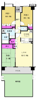 【間取り】 | 中古マンション湘南台駅徒歩５分好立地☆藤和シティホーム湘南台弐番館 | 湘南台駅徒歩５分、３ＬＤＫ、専用庭。