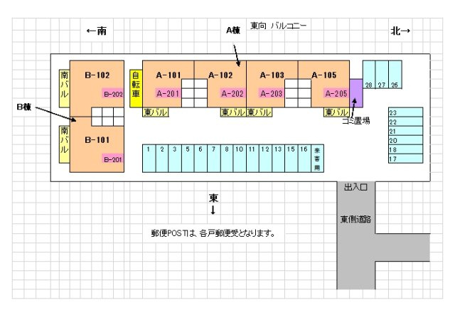 クレール千原駐車場の区画図