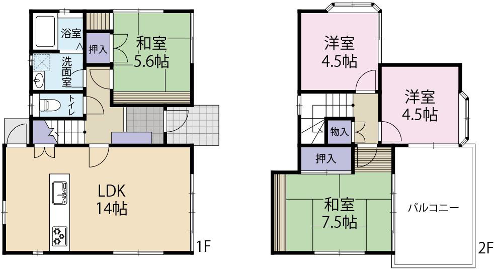 秦野市戸川　中古戸建の間取り