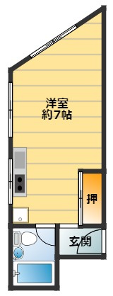 西宮市鳴尾町２丁目の賃貸マンションの間取り