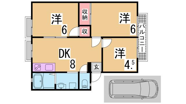 神戸市長田区花山町１丁目の賃貸マンションの間取り