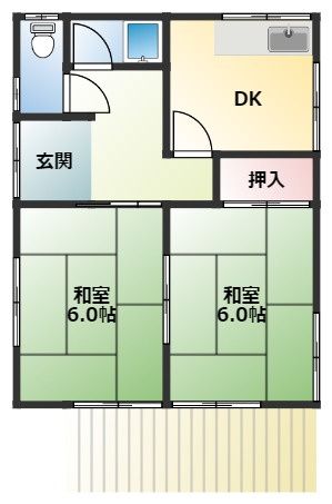 【間取り】 | 出丸町6-2貸家