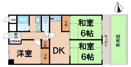 寿ゞやマンション北外山の間取り|専用庭あり。