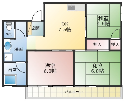 【間取り】 | サンハイム陵西