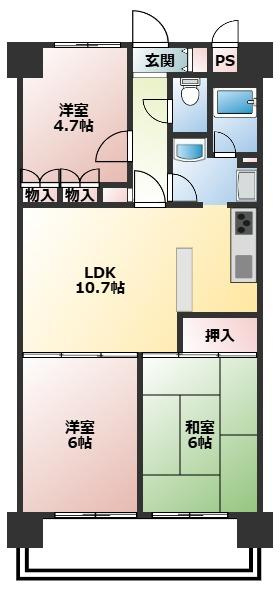 朝日プラザCITYウエストヒル神戸　A棟の間取り