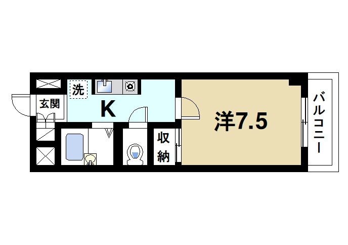 サンガーデン（田井庄町）の間取り|広めのお部屋の間取りになっております。