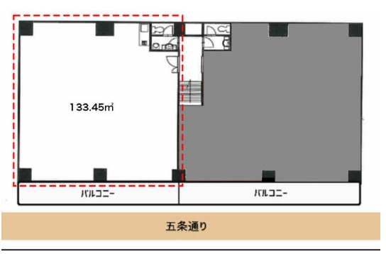 五条通の2階店舗・事務所の間取り