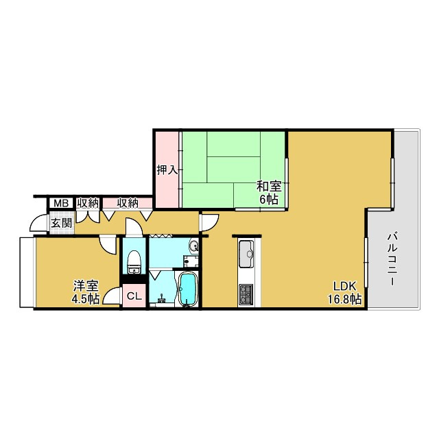神戸市北区有野町唐櫃の賃貸マンションの間取り|間取り