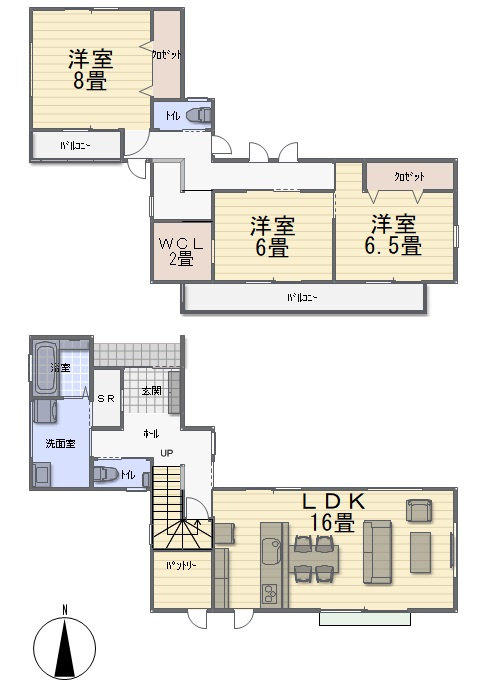 南久万　北　新築戸建　【内覧可能】の間取り