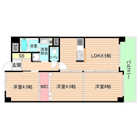 大阪市城東区野江２丁目の賃貸マンションの間取り