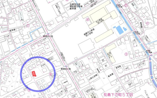 児島下の町3丁目　店舗の地図