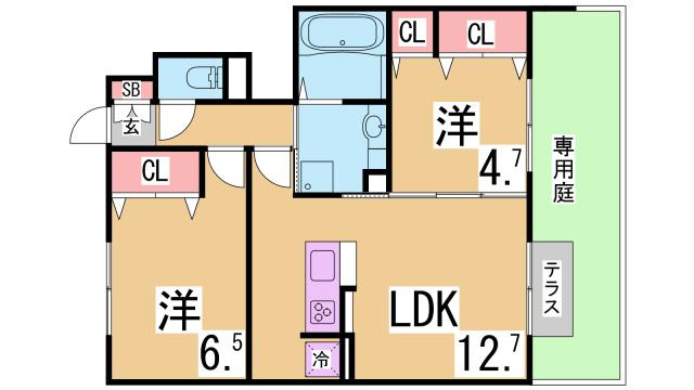 神戸市須磨区月見山町３丁目のアパートの間取り