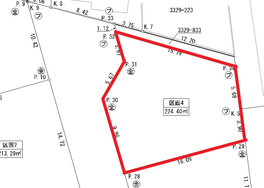下野市川中子　土地④の区画図