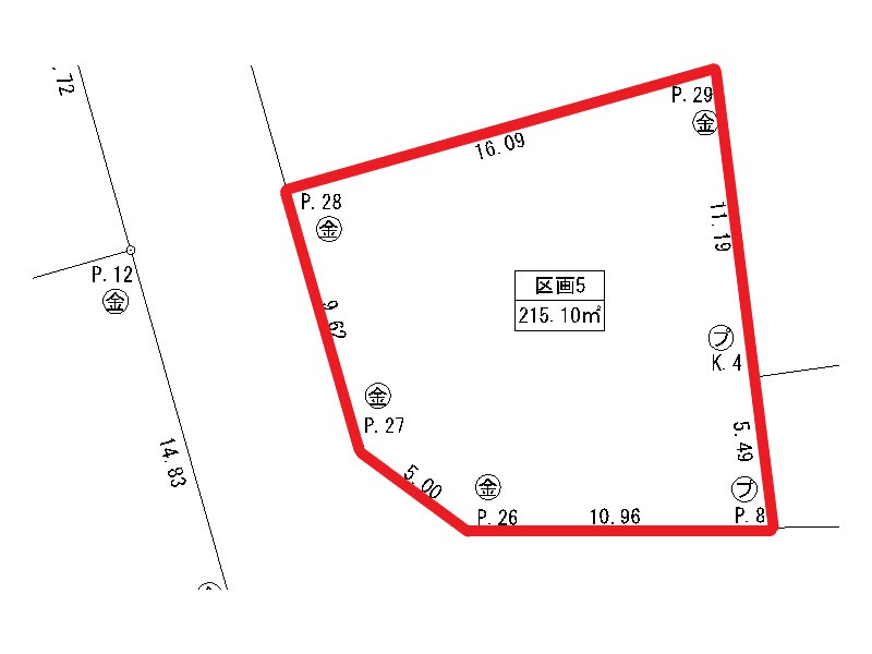 下野市川中子　土地⑤の区画図