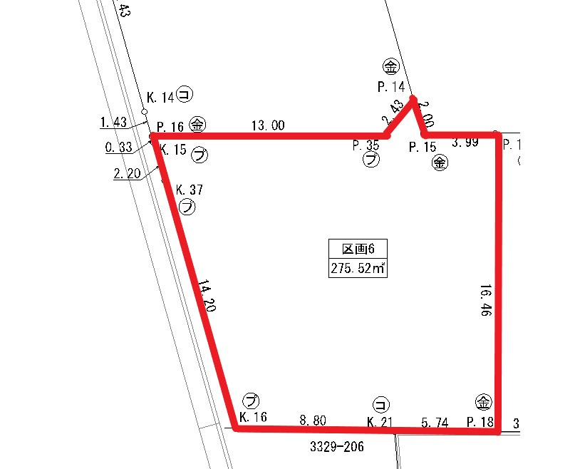下野市川中子　土地⑥の区画図