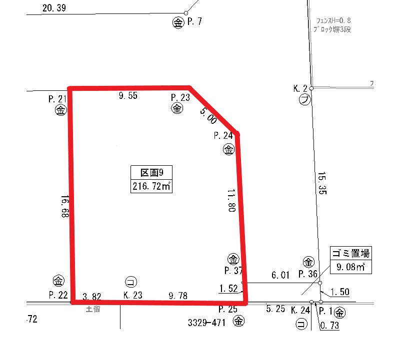 下野市川中子　土地⑨の土地図