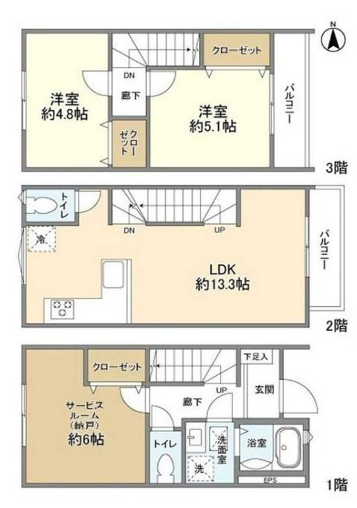 ＫｏｌｅｔＴｅｒｒａｃｅ原木中山の間取り