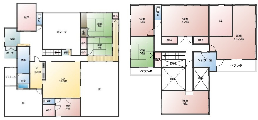 福井市上北野戸建ての間取り
