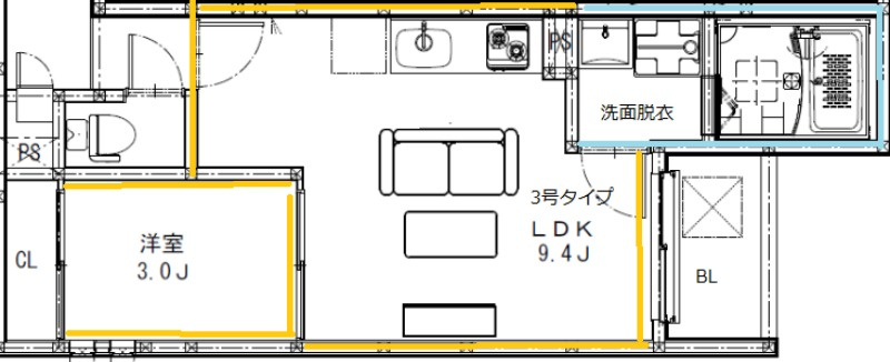 熊本市中央区新大江３丁目のアパートの間取り