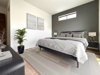 【寝室】 | 【主寝室　家具設置イメージ】
※画像に掲載された家具家電はCGで作成されたイメージです、実際の物件には付帯しません。