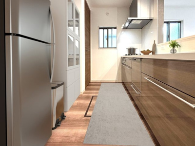 【キッチン】 | 【キッチン　家具設置イメージ】
※画像に掲載された家具家電はCGで作成されたイメージです、実際の物件には付帯しません。