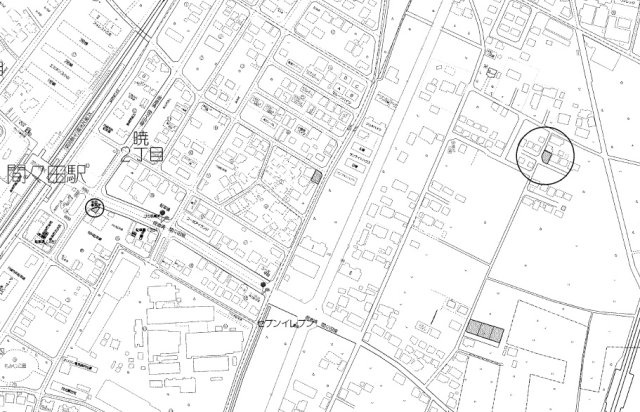 平和駐車場（東口）　空き台数（2～6台）2台ずつ駐車可の地図