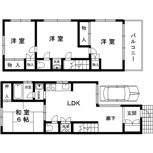 下河原通3丁目貸家の間取り