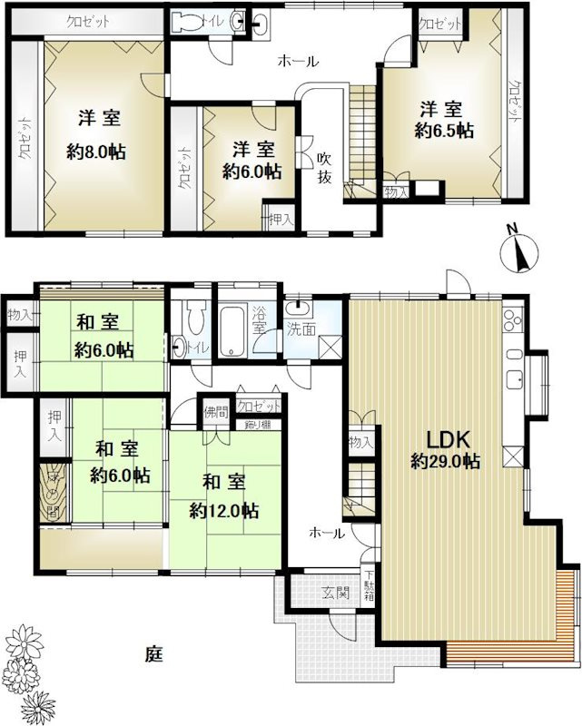 上谷上ヤンゲン戸建の間取り|売主様のこだわりが詰まった6LDKの注文住宅です
