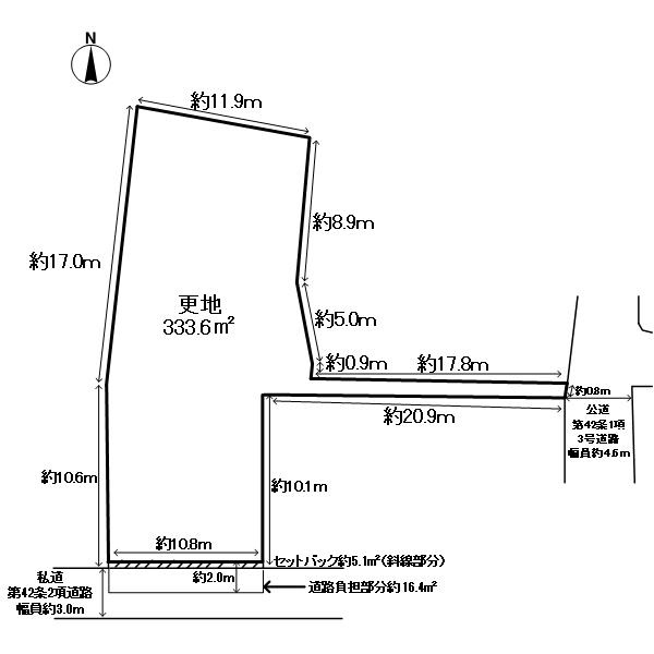 左京区下鴨松ノ木町土地の土地図|土地全体の概算図面です。