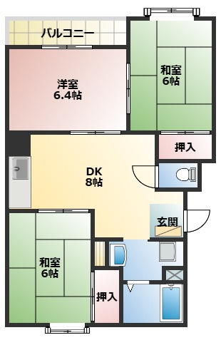 【間取り】 | ハピネス西口Ⅱ
