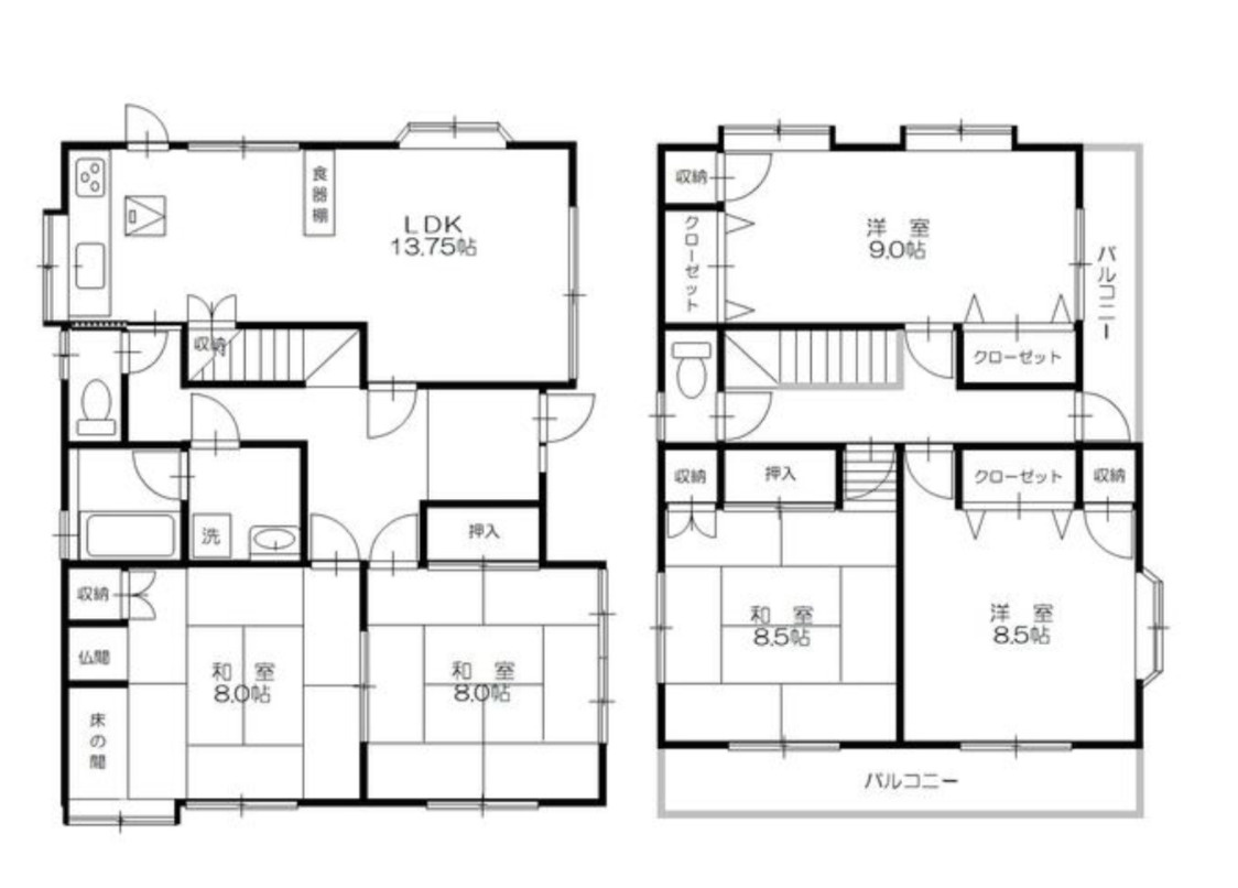 中古戸建　柏市青葉台1丁目の間取り