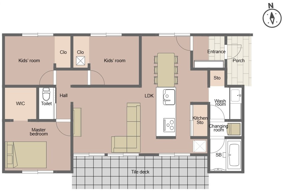 新築戸建　掛川市上西郷モデルハウスの間取り|平屋建て ３LDK＋ウォークインクローゼット