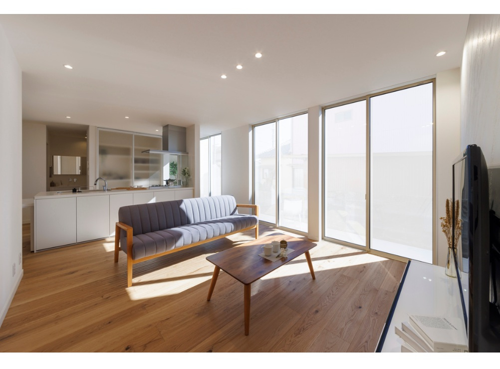 新築戸建　掛川市上西郷モデルハウスの居間・リビング|現地写真