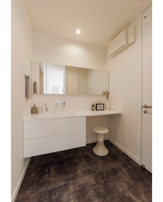 新築戸建　掛川市上西郷モデルハウスの独立洗面台|現地写真