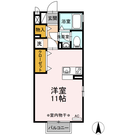 春日井市白山町５丁目のアパートの間取り