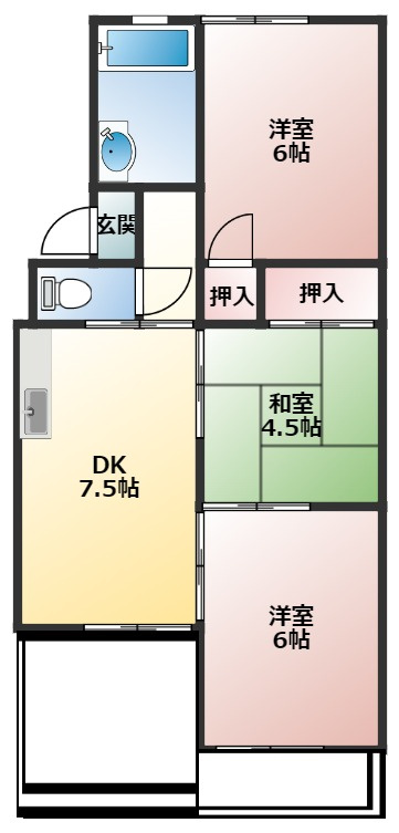 六軒屋農住団地コーポ松栄の間取り