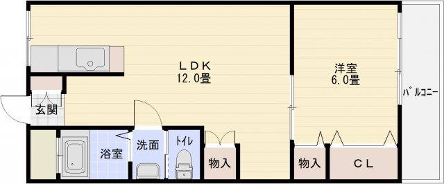 マンション完洋荘の間取り|マンション完洋荘（柏原市国分西）　1LDK