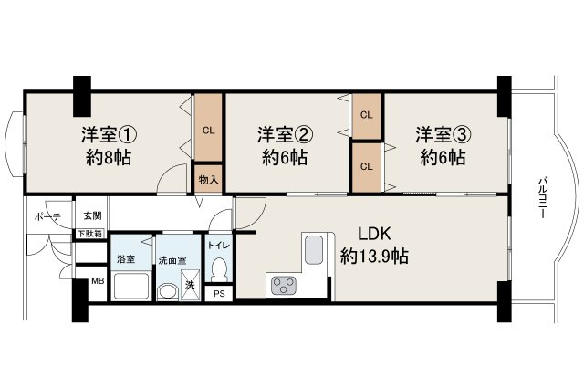 【間取り】 | エバーグリーン金岡　４棟（金岡小学校）