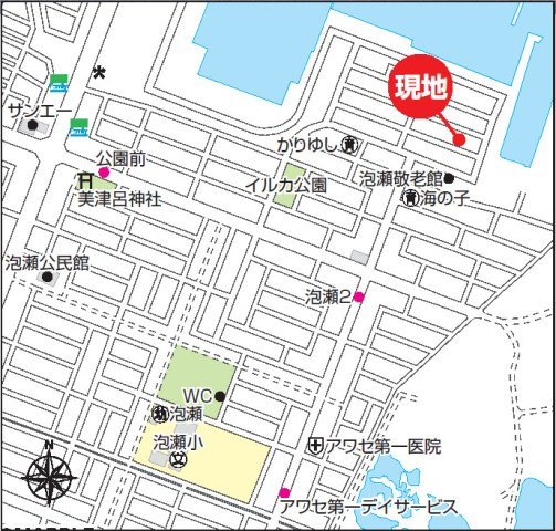 ハートフルタウン沖縄市泡瀬2期　1号棟の地図